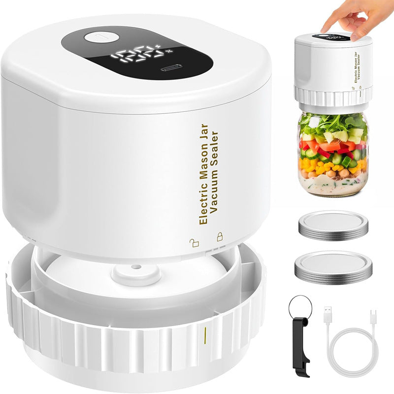 Semi-Automatic Mason Can Sealer - LED Digital Vacuum Sealer, Used for Kitchen Bottles and Cans, Prese
