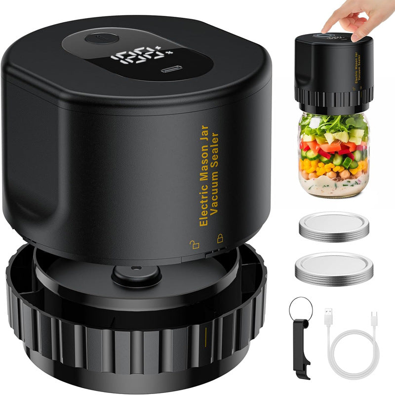 Semi-Automatic Mason Can Sealer - LED Digital Vacuum Sealer, Used for Kitchen Bottles and Cans, Prese
